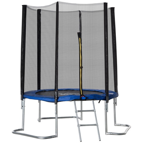Rootz Trampoline - Garden Trampoline - Robust Jumping Mat - With Safety Net - Edge Cover Padded - Up To 100 Kg - Steel - Black/Blue - 223L x 223W x 230H cm