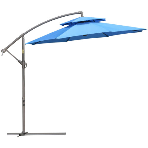 Rootz Cantilever Umbrella - Parasol Cantilever - Parasol - Umbrella - Sun Protection - With Double Roof - Polyester/steel - Blue