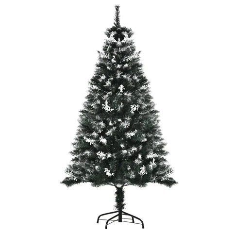 Rootz Artificial Christmas Tree - Christmas Tree - Snow-Dipped Christmas Tree - Removable Stand with White Berries Star - Green - 75cm x 75cm x 150cm