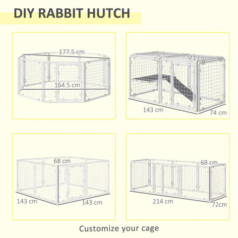Rootz DIY Rabbit Hutch - Small Animal Run - Guinea Pig Run - Small Animal Cage - White - 68cm x 68cm x 2.5cm