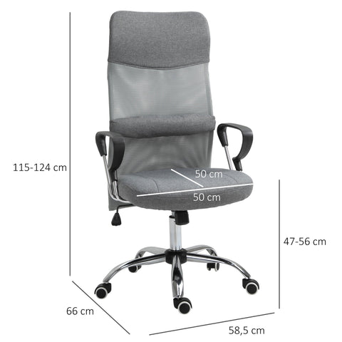 Rootz Office Chair - Gaming Chair - Game Chair - Ergonomic - Rotatable - Adjustable - 58.5 x 66 x 115-124 cm - Gray - Linen