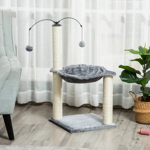 Rootz Scratching Post - Cat Tree - Cat Play Tree - Climbing Tree - Grey - 39.5x39.5x83 cm