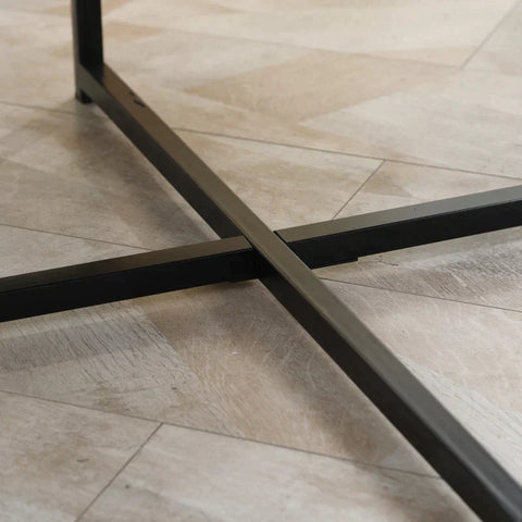 Rootz Couchtisch – Beistelltisch – Rund – Zementoptik – Metallrahmen – Schwarz – 80 x 80 x 45 cm