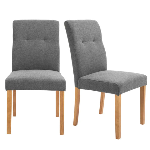 Rootz Kitchen Chairs - Dining Chairs - Set Of 2 - Living Room - Rubber Wood Frame - Linen Look - Linen-like Polyester - Gray - 50 x 62 x 96 cm