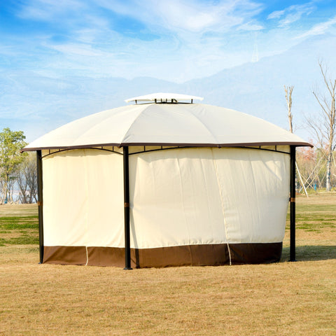 Rootz Garden pavilion - Party tent - Sun protection - Polyester - White/Brown - 3.6 x 2.97 x 2.73 cm