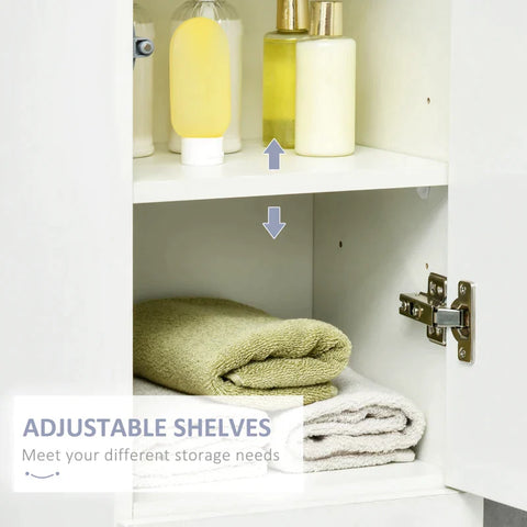 Rootz Bathroom Cabinet - 5 Compartment - 1 Drawer - Removable Shelves - High Gloss - White - 30 x 28 x 170 cm