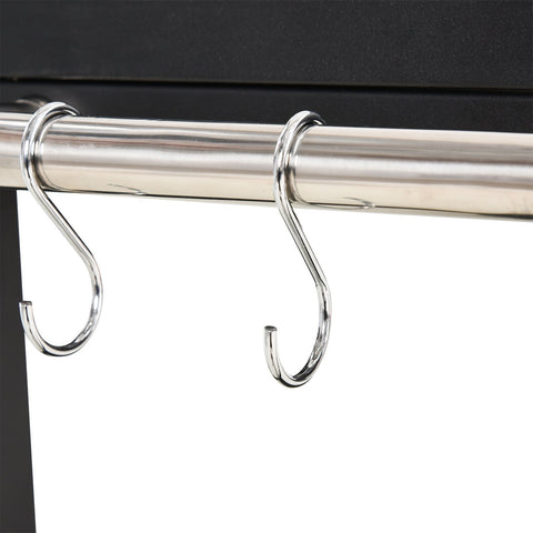 Rootz Keukentrolley - Serveerwagen - 2 Wielen - 3 Haken - 2 Niveaus - 128 x 46,5 x 86,5 cm - Zwart - RVS