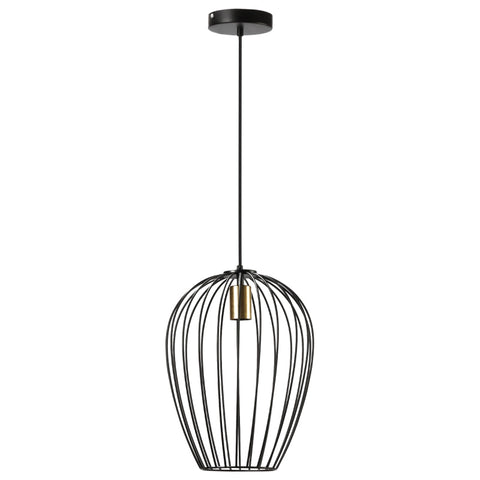 Rootz Hanglamp - Lampenkap - Industrieel Design - In Hoogte Verstelbaar - Inclusief Bevestigingsmateriaal - Zwart + Goud - 26 cm x 26 cm x 130