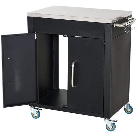 Rootz Keukentrolley - Keukentrolley - Serveerwagen - Keukenkast - RVS - Zwart - Deuren - Op wielen