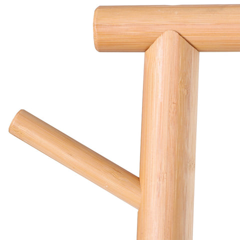 Rootz Wardrobe Rack - Coat Rack - Make-Up Mirror - Storage Cabinet - Shoe Cabinet - 4 Hooks - Bamboo - Nature