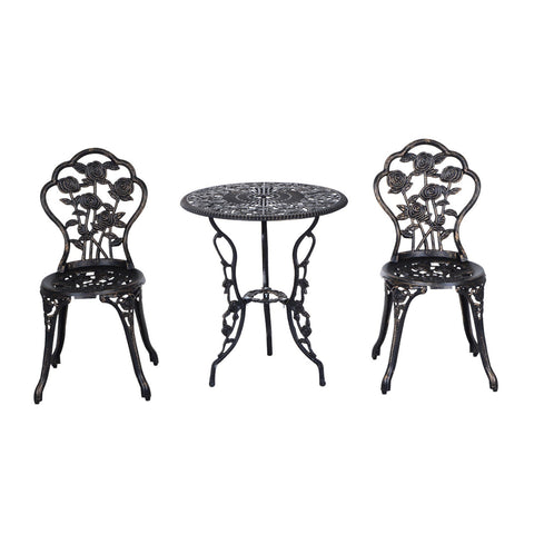 Rootz Garden Set - 3-Part - Table - 2 Chairs - Garden Furniture - Seating Group - Metal - Aluminum - Bronze