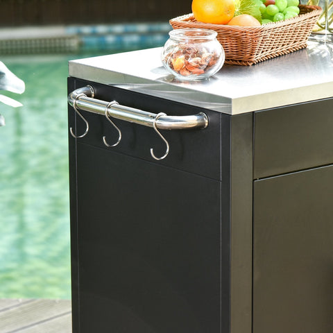 Rootz Keukentrolley - Keukentrolley - Serveerwagen - Keukenkast - RVS - Zwart - Deuren - Op wielen