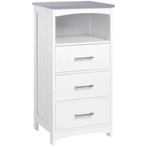 Rootz Bathroom Cabinet - Freestanding Bathroom Dresser - Bathroom Furniture - Cabinet - Storage Cabinet - Cabinet With Drawer - White/Grey - 40 x 33 x 80 cm