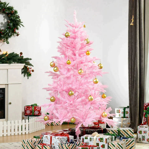Rootz Christmas Tree - Artificial Christmas Tree - Artificial Tree - Christmas Tree With Detachable And Foldable Base - Pink - Ø75 x 150 cm