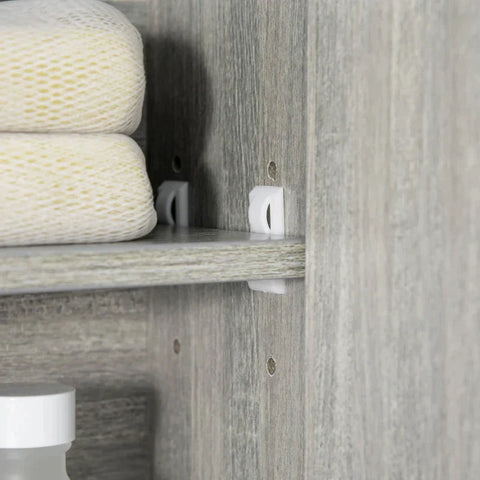 Rootz Mirror Cabinet - Bathroom Cabinet With Two Doors And Shelf - Waterproof - Grey - 80 x 15 x 60 cm