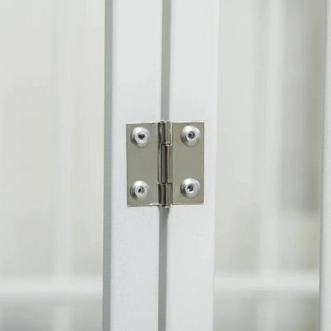 Rootz Pet Box - Pet Enclosure - Outdoor Pet Enclosure - Hondenbox Beschermpoort - Staal/Grenenhout - Wit/Natural - 93 x 61 x 59 cm