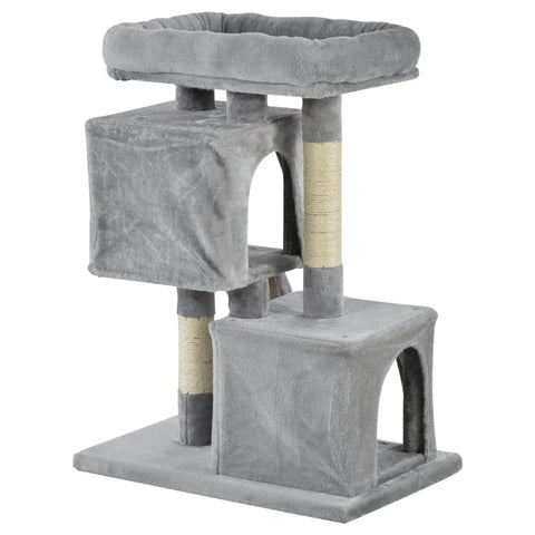 Rootz Cat Tree - Cat Climbing Tree - Sisal Posts - Cat Scratching Post - Light Grey - 59 x 39 x 83 cm