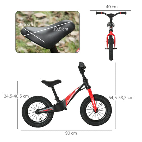 Rootz Children's Balance Bike - Balance Bike - Height-adjustable - Learning Balance Bike - Black - 90 x 40 x 54-58.5 cm