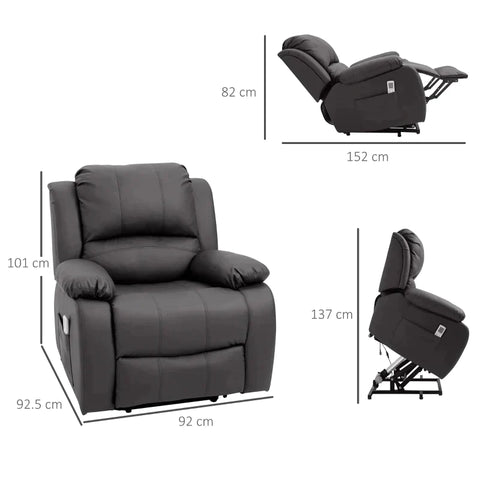 Rootz Massage Chair - Stand-up Aid - Relaxation Chair - TV Chair With Massage Function - Reclining Function - Brown - 92 X 92.5 X 101 cm