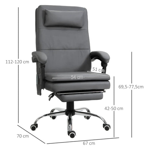 Rootz Massagesessel – Chefsessel mit Massagefunktion – 7 Vibrationsmassagepunkte – höhenverstellbar – Bürostuhl – Galvanikschaum – Grau – 67 x 70 x 112–120 cm