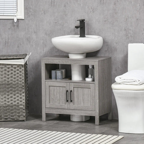 Rootz Bathroom Cabinet - Storage Cabinet - Bathroom Storage Cabinet - 2 Shelves 1 Cabinet - Chipboard - Grey - 60cm x 30cm x 60cm