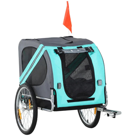 Rootz Pet Trailer - Pet Bicycle Trailer - Bicycle Trailer - Pet Bike Carrier - Folding Rain Cover - Grey/Green - 130 x 73 x 90cm