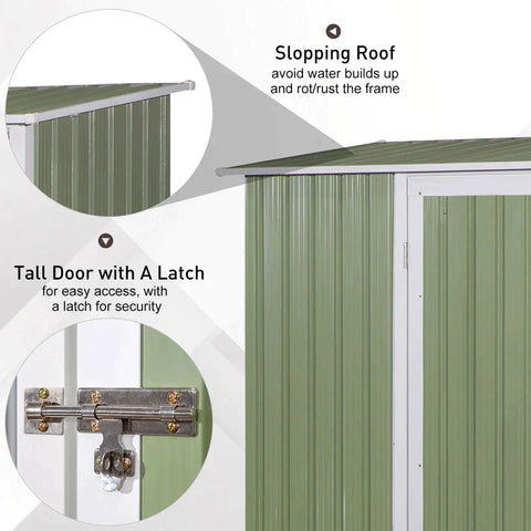 Rootz Tuinberging - Tuinschuur - Gereedschapsschuur - Lichtgroen - 143 x 89 x 186 cm