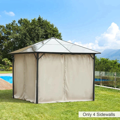 Rootz 4 Side Panels - Gazebo With Hooks - Side Panels For Gazebo - Side Panels Party Tent - Polyester - Beige - 302 x 205 cm