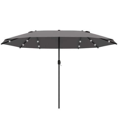 Rootz Double Sided Parasol - Parasol - Sun Umbrella - With LED Solar Lights - Dark Gray - 440 x 260 cm