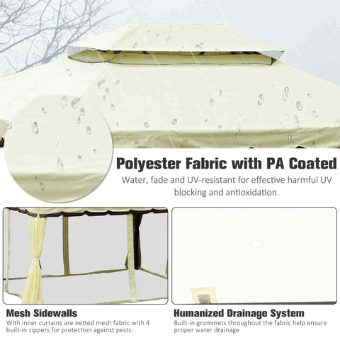 Rootz Gartenpavillon – Outdoor-Pavillon – Gartenpavillon – Pavillon – Cremeweiß – 3,9 x 2,9 x 2,7 m