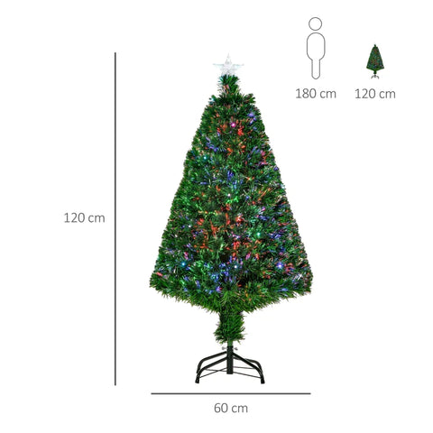 Rootz Christmas Tree - Artificial Christmas Tree - Christmas Tree with LED Lights - 130 Branches - Plastic - Green/Multicolored - Ø60 x 120H cm