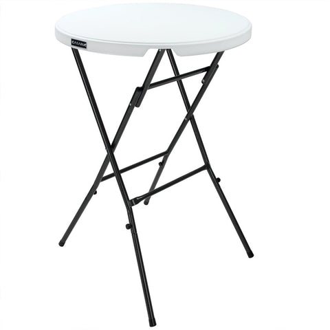 Rootz Standing Table - Folding Table - Garden Table - Foldable Table - Plastic - Metal - White - Ø 72 cm