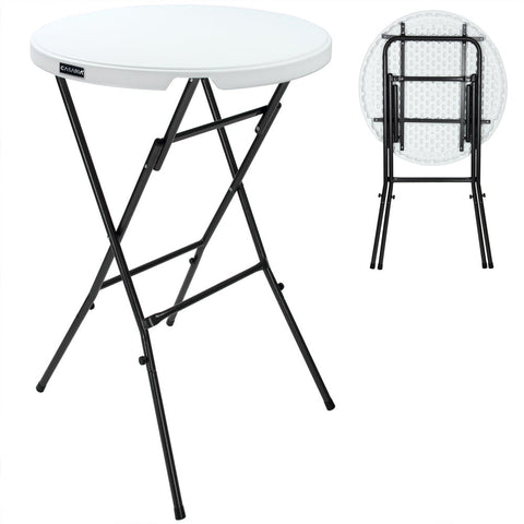Rootz Standing Table - Folding Table - Garden Table - Foldable Table - Plastic - Metal - White - Ø 72 cm