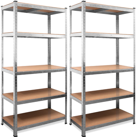 Rootz Storage Rack - Shelving Unit - Whiteh Galvanized Metal - Shelves - Storage Space - Set Of 2 - 180 x 90 x 40 cm