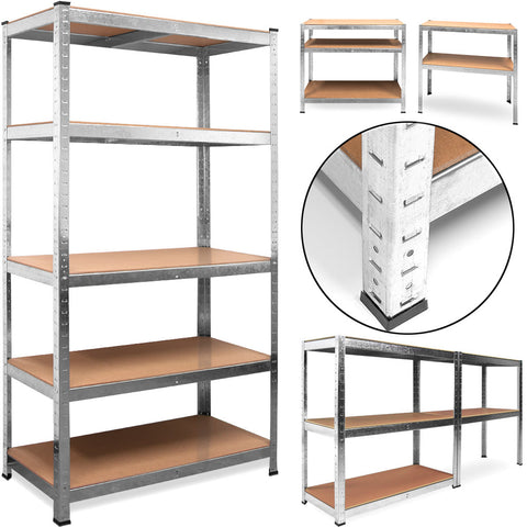 Rootz Storage Rack - Shelving Unit - Whiteh Galvanized Metal - Shelves - Storage Space - 170 x 75 x 30 cm