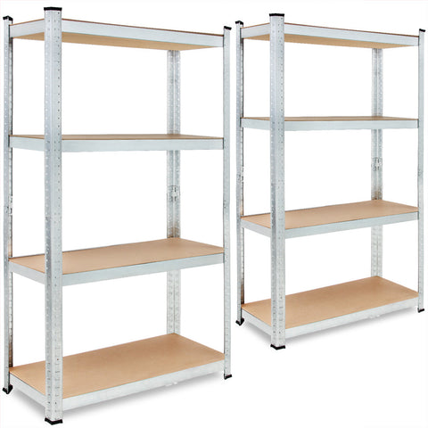 Rootz Shelving Units - Storage Racks - Whiteh Galvanized Metal - Shelves - Storage Space - Set Of 2 - 160 x 90 x 40 cm