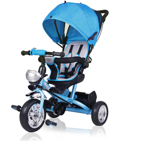 Rootz Kinderdreirad – Kinderwagen – Dreirad – multifunktional – faltbares Sonnendach – modern – Blau