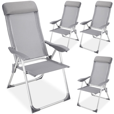 Rootz Garden Chair - Garden - Adjustable Backrest - Set of 4 - Aluminium