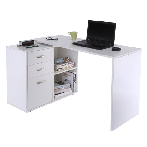 Rootz Desk - Computer Table - Corner Desk - Adjustable - Processed Wood - Storage Space - Drawers - 117 x 83.5 x 76 cm - Black