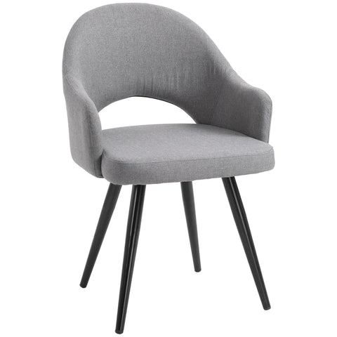 Rootz Dining Room Chair - Living Room Chair - Office Chair - Upholstered Chair - Armchair With Armrest - Linen Steel - Gray - 56 x 58.5 x 84.5 cm