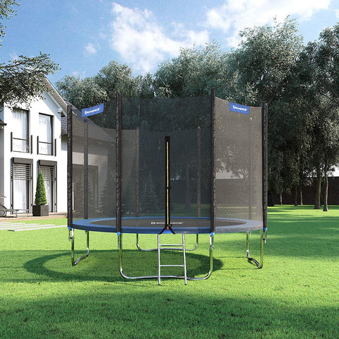 Rootz Trampoline With Safety Net - Trampolines - Garden - Black/Blue - Ø 305