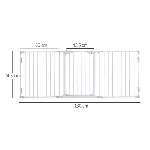 Rootz Security Door - Fence - Foldable - White - 180 x 3 x 74.5 cm