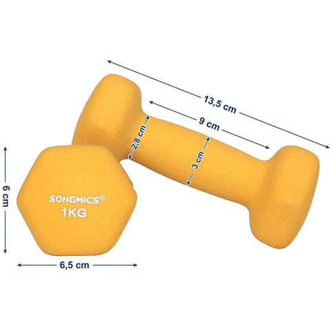 Rootz Dumbbells Set - 1 kg per Dumbell - Gele Dumbells - Gewichten en Dumbbells - 2 Stuks