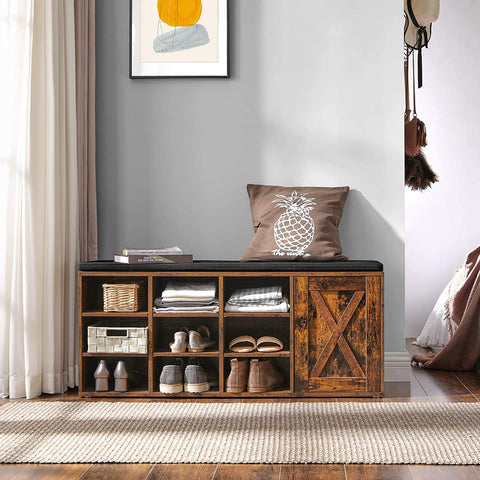 Rootz Shoe Rack - Shoe Cabinet - 11 Pairs of Shoes - Bench - 110 x 30 x 48 cm