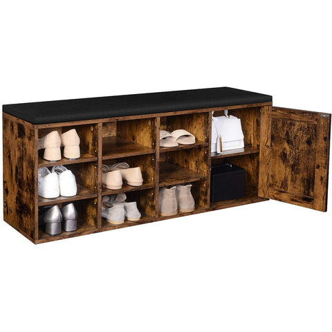 Rootz Shoe Rack - Shoe Cabinet - 11 Pairs of Shoes - Bench - 110 x 30 x 48 cm