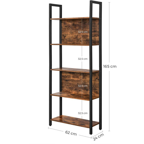 Rootz Keukenkast - Boekenkast Industrieel - Kasten - Ladderkast 5 Lagen - 62 x 24 x 165 cm