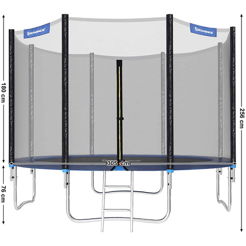 Rootz Trampoline With Safety Net - Trampolines - Garden - Black/Blue - Ø 305