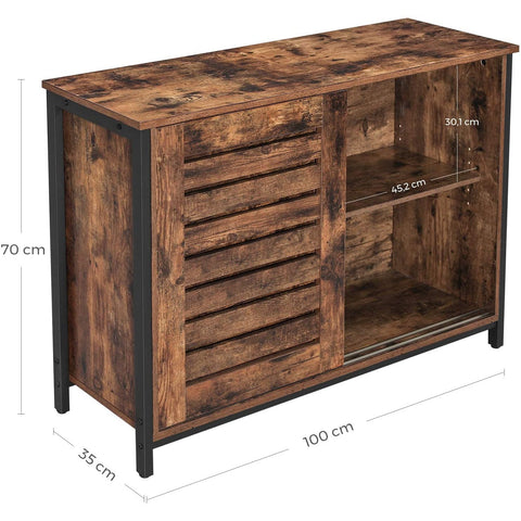 Rootz Storage Cabinet - Chest of Drawers - Industrial Cabinet - Sideboard - Cabinet with 2 Shelves and 2 Doors - 100 x 35 x 70 cm (LxWxH)