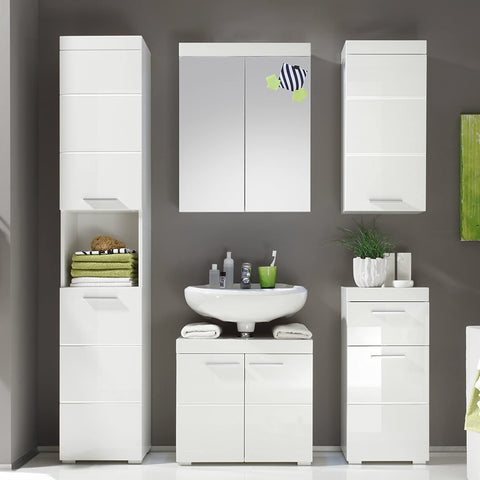 Rootz Bathroom Cabinet - High Cabinet with Open Compartment - High Gloss - 37 x 190 x 31 cm