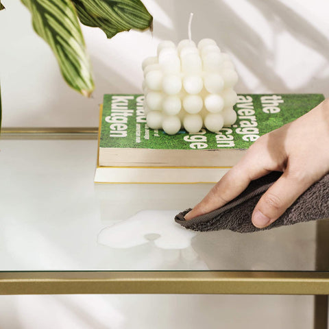 Rootz Coffee Table - Rectangular Glass Table - Golden Iron Frame - Side Table - Adjustable Legs - 100 x 35 x 80 cm (LxWxH)